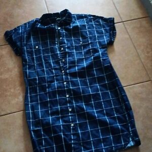 Plaid blue and white dress